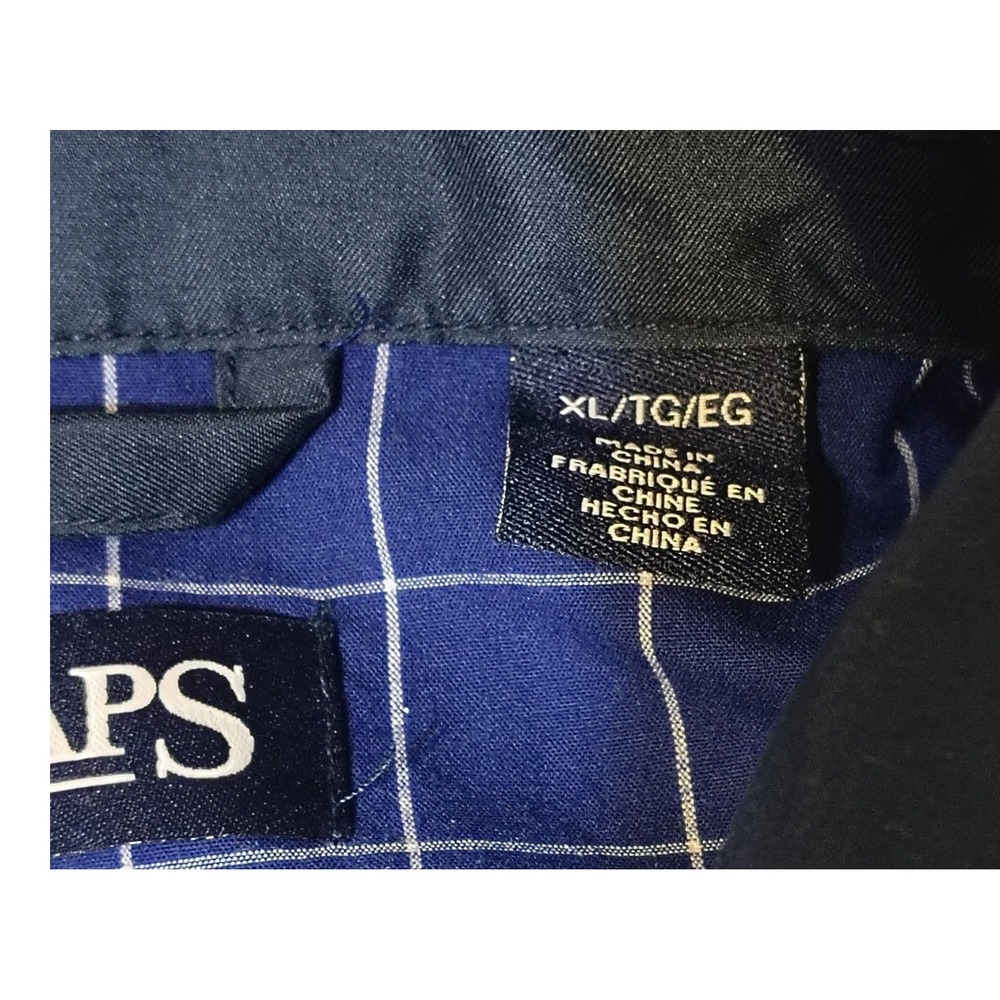 Chaps Mens Harrington Jacket XL Navy Blue Full Zip Plaid Lined Lightweight 17 - Picture 8 of 13